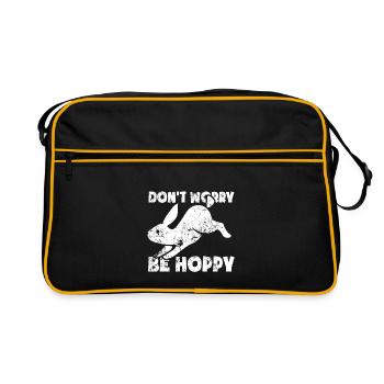 Don't worry be hoppy - Retro Tasche - Schwarz/Gold - Vorne