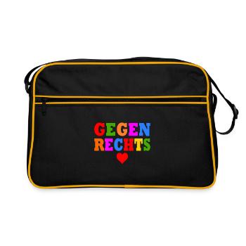 Gegen rechts - Retro Tasche - Schwarz/Gold - Vorne