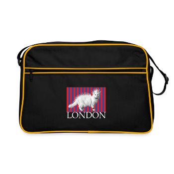 London Punk katze Mohikaner Kätzchen freche Katze - Retro Tasche - Schwarz/Gold - Vorne