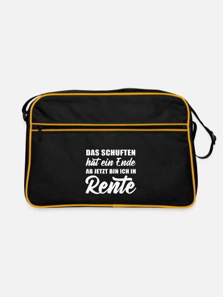 Das Schuften hat ein Ende jetzt bin ich in Rente - Retro Tasche - Schwarz/Gold - Vorne