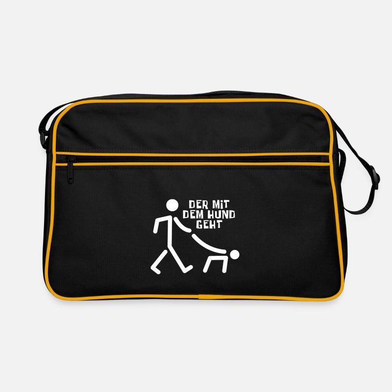 Der mit dem Hund geht - Gassi gehen - Retro Tasche - Schwarz/Gold