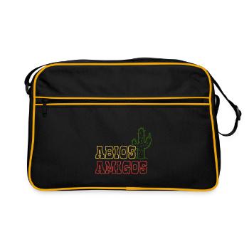 Abios Amigos - Mittelfinger Abitur Abi - Retro Tasche - Schwarz/Gold - Vorne