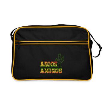 Abios Amigos - Mittelfinger Abitur Abi - Retro Tasche - Schwarz/Gold - Vorne