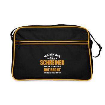 Ich bin der Schreiner - einer von uns hat Recht - Retro Tasche - Schwarz/Gold - Vorne