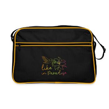 Colibri comme au paradis - fleurs exotiques de la nature - Sac Retro - noir/or - Devant