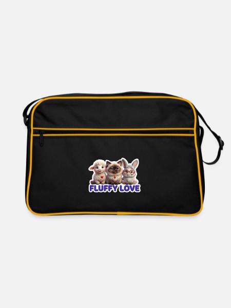 Fluffy Liebe Trio - Retro Tasche - Schwarz/Gold