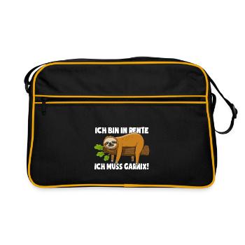 Faultier - Ich bin in Rente ich muss garnix - Retro Tasche - Schwarz/Gold - Vorne