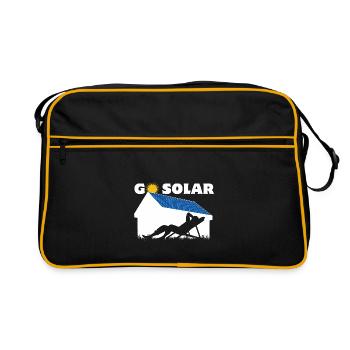 Go Solar - Photovoltaik - Solarenergie - Horizont - Retro Tasche - Schwarz/Gold - Vorne