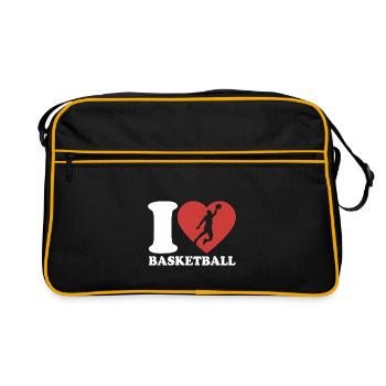 J’aime le basket-ball - Coeur - Hobby - Sac Retro - noir/or - Devant