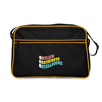 Amtlich bestätigte Intelligenz - Abitur Abi - Retro Tasche - Schwarz/Gold - Vorne