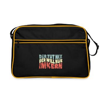 Der tut nix, der will nur imkern - Imker Spruch - Retro Tasche - Schwarz/Gold - Vorne