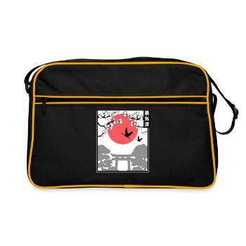 Art japonais du Japon Art du soleil japonais - Sac Retro - noir/or - Devant