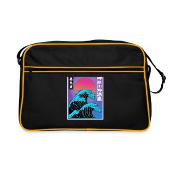 Vaporwave esthétique grande vague Japon Style Art - Sac Retro - noir/or - Devant