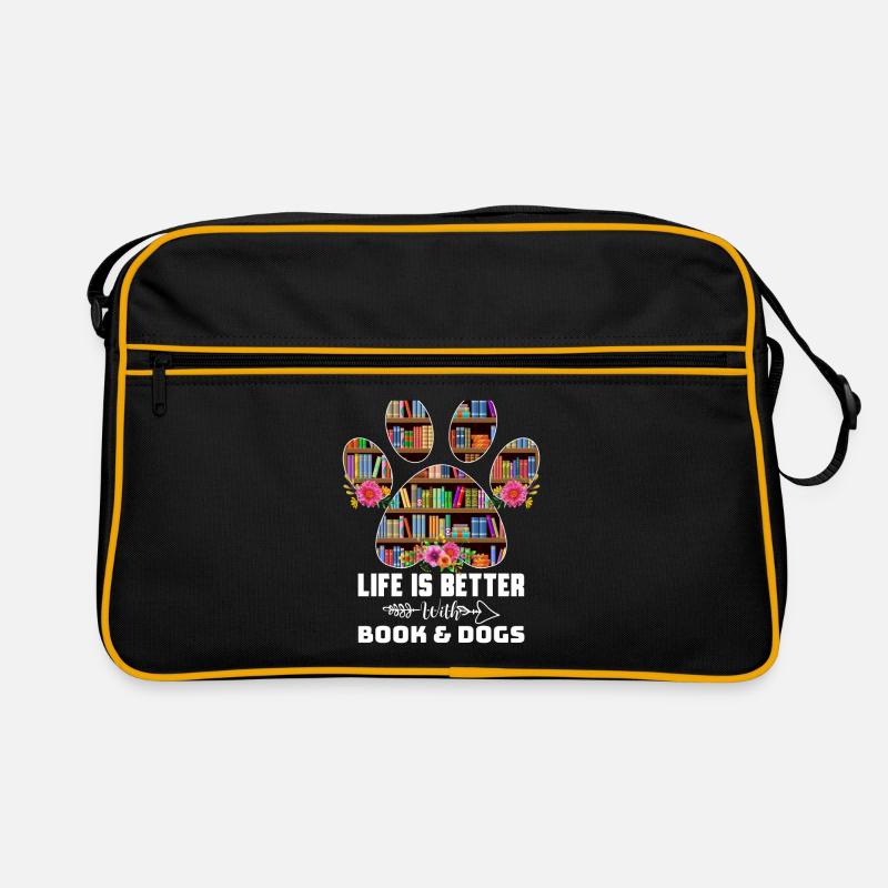 Das Leben ist besser mit Büchern Hunde Retro Tasche