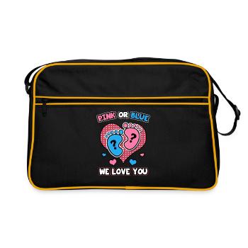 Pink Or Blue We Love You - Retro Tasche - Schwarz/Gold - Vorne