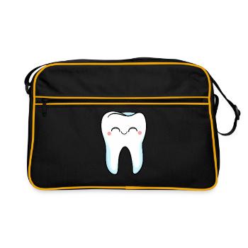 Lachender Zahn - Retro Tasche - Schwarz/Gold - Vorne