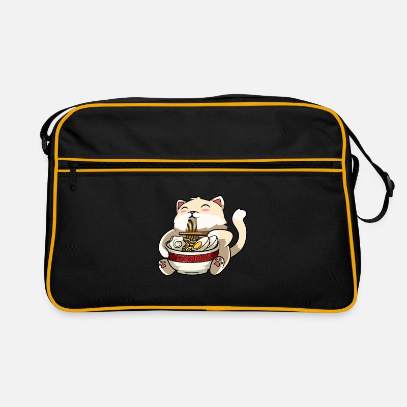 Ramen Katze - Retro Tasche - Schwarz/Gold