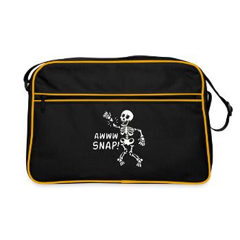 Awww Snap squelette Os cassés - Sac Retro - noir/or - Devant