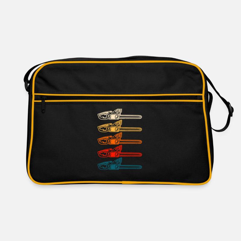 Kettensägen-Baumpfleger - Retro Tasche - Schwarz/Gold