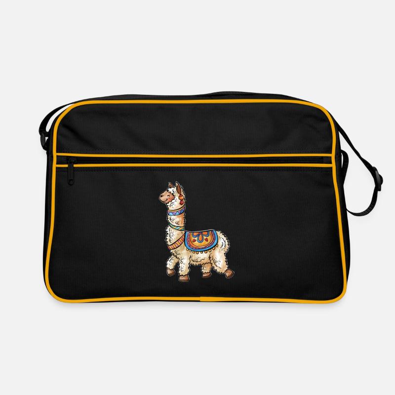 Llama - Retro Tasche - Schwarz/Gold
