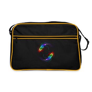 Pride Regenboggenfahne bunte Feder LGBT - Retro Tasche - Schwarz/Gold - Vorne
