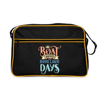 Boat Waves Sun Rays Lake Days - Retro Bag - black/gold - Front