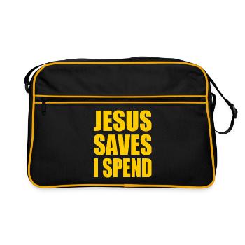 jesus saves i spend - Sac Retro - noir/or - Devant