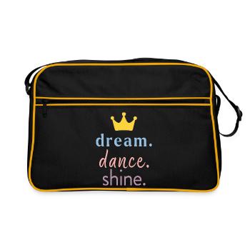 Rêve. Danser. Briller. – Chemise de danse pour fille - Sac Retro - noir/or - Devant