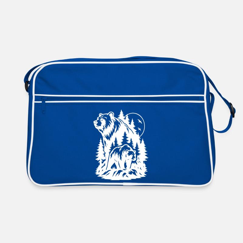 Majestueuse silhouette d’ours de forêt et de lion Sac Retro
