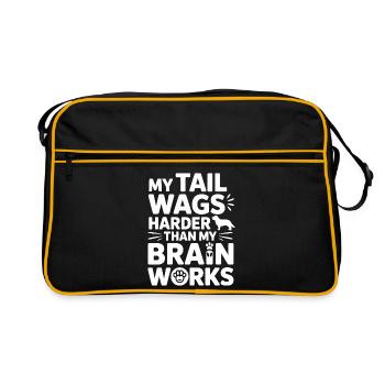 Mein Schwanz wedelt härter Hundehumor - Retro Tasche - Schwarz/Gold - Vorne
