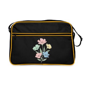 Pastel flowers in watercolor style - Retro Bag - black/gold - Front