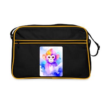 Little Monkey (Portrait) (Purple Watercolor) - Retro Bag - black/gold - Front