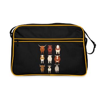 Vaches idée cadeau  - Sac Retro - noir/or - Devant