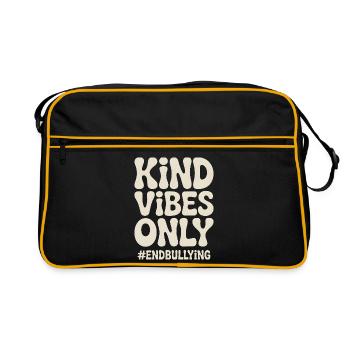 Freundliche Vibes beenden nur Mobbing - Retro Tasche - Schwarz/Gold - Vorne