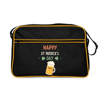 Saint-Patrick Happy Bière Dessin - Sac Retro - noir/or - Devant