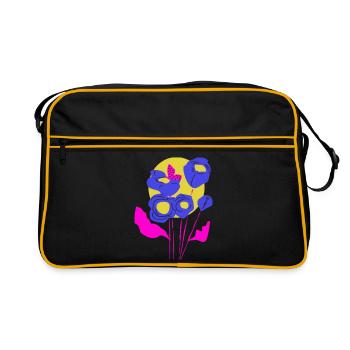 Bouquet floral aux couleurs néon - Sac Retro - noir/or - Devant