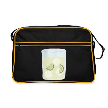 Moskauer Maultier im Aquarellstil - Retro Tasche - Schwarz/Gold - Vorne