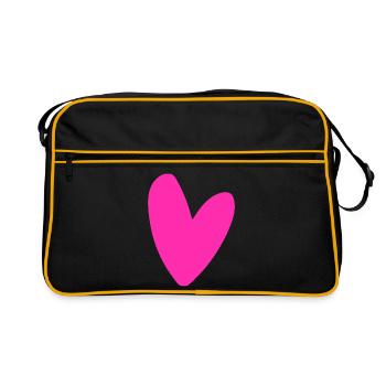 Motif de cœur rose puissant, style rétro néon - Sac Retro - noir/or - Devant