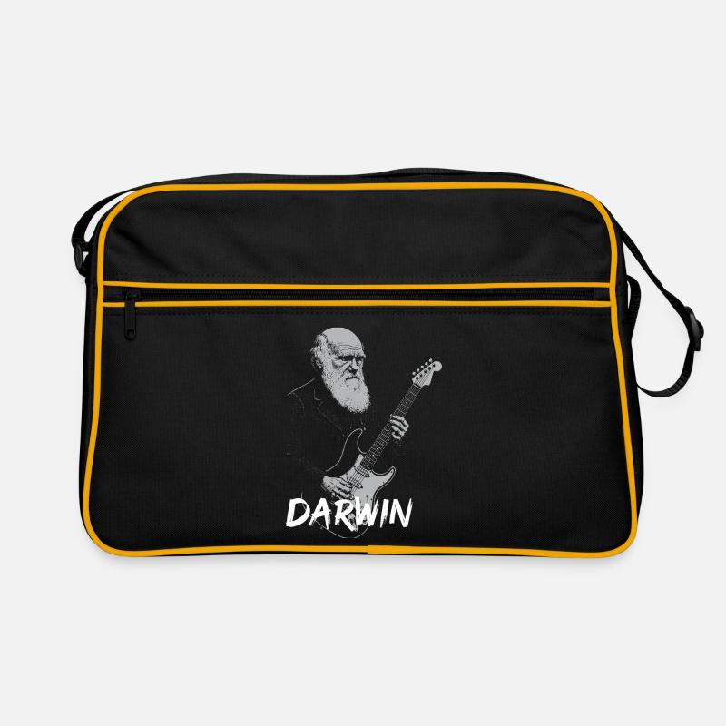 Darwin jouant de la guitare Evolution Sac Retro