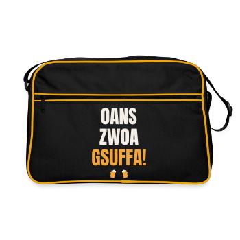 Oans Zwoa Gsuffa – Tente de bière toastée bavaroise - Sac Retro - noir/or - Devant