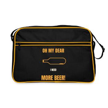 Oh My Dear I Need More Beer lustiger Spruch Bier - Retro Tasche - Schwarz/Gold - Vorne
