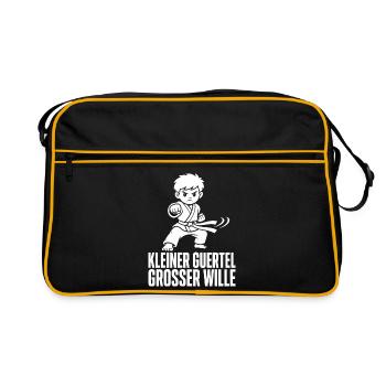 tKleiner Gürtel Großer Wille – Karate Kind - Retro Tasche - Schwarz/Gold - Vorne