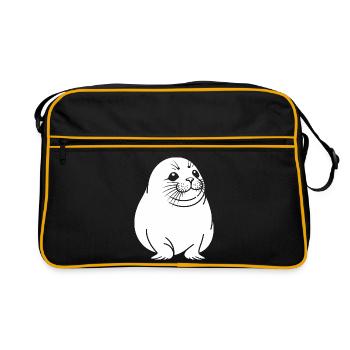 Motif câlin de silhouette animale de phoque - Sac Retro - noir/or - Devant