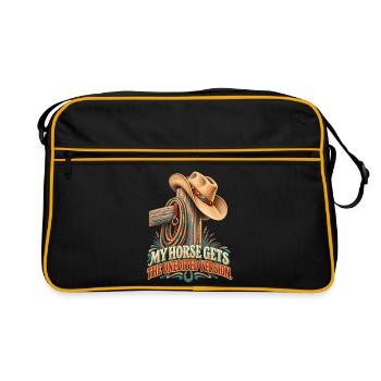 Mein Pferd bekommt die ungeschnittene Version – Western-Humor - Retro Tasche - Schwarz/Gold - Vorne