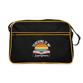 Teaching is my Superpower Back to School Teacher - Retro Bag - black/gold - Front
