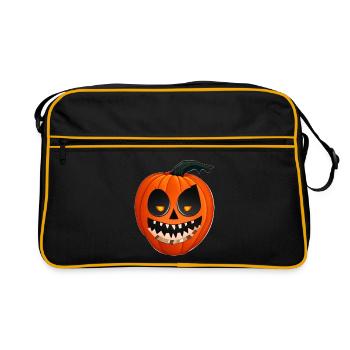 Halloween Kürbislaterne - Retro Tasche - Schwarz/Gold - Vorne