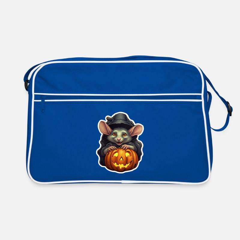 Halloween Rat with Witch Hat and Pumpkin Retro Bag
