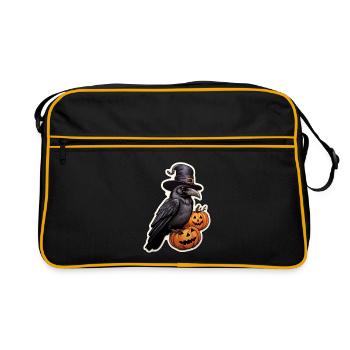 Crow with Pumpkin Halloween 4 - Retro Bag - black/gold - Front