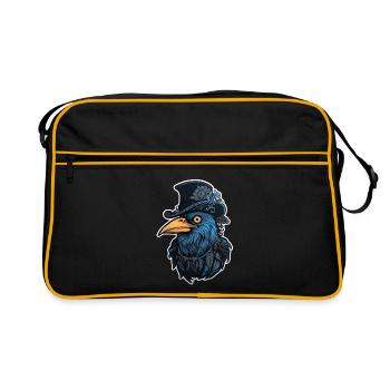 Crow with Hat Halloween - Retro Bag - black/gold - Front