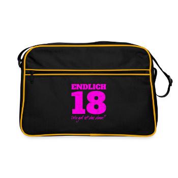 Enfin 18 ans et adulte cadeau 18 ans - Sac Retro - noir/or - Devant